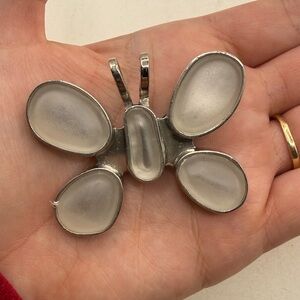 VTG Rebecca Collins Pendant Pin Scarf Clip Brooch Ivory Moonstone Collectible